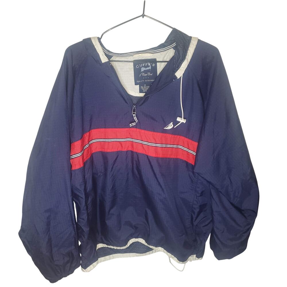 Cuffy's Cape Cod Nautical 1/4 Zip Ripstop Windbreaker Jacket Men's M Preppy